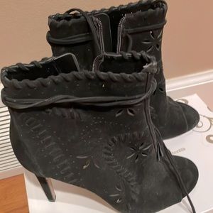 Peep toe heeled booties